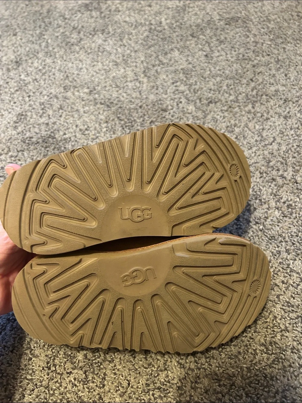 UGG Kids Chestnut Brown Suede Shearling Clog Slippers